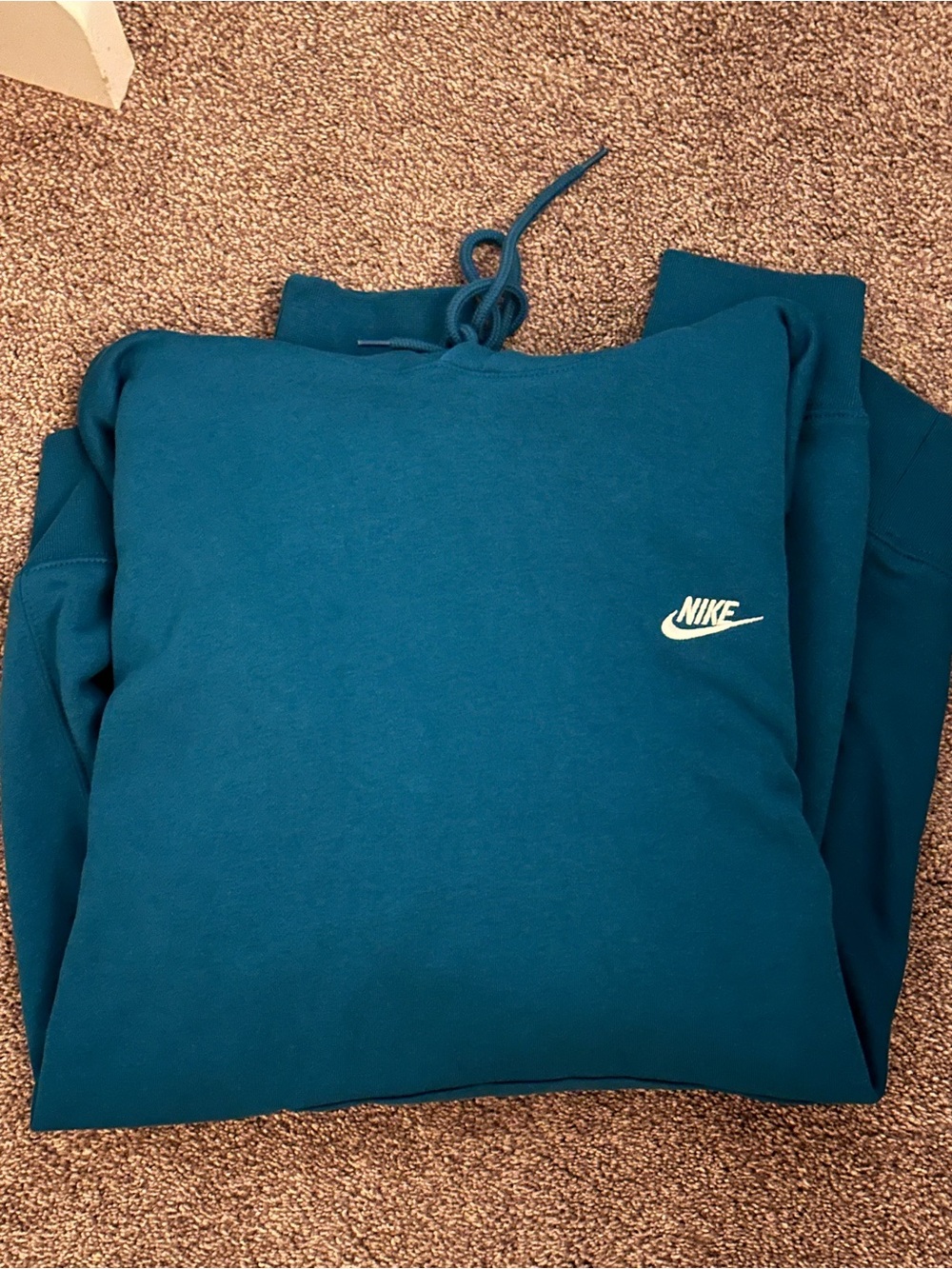 Nike Teal Pullover Hoodie with White Swoosh Accent